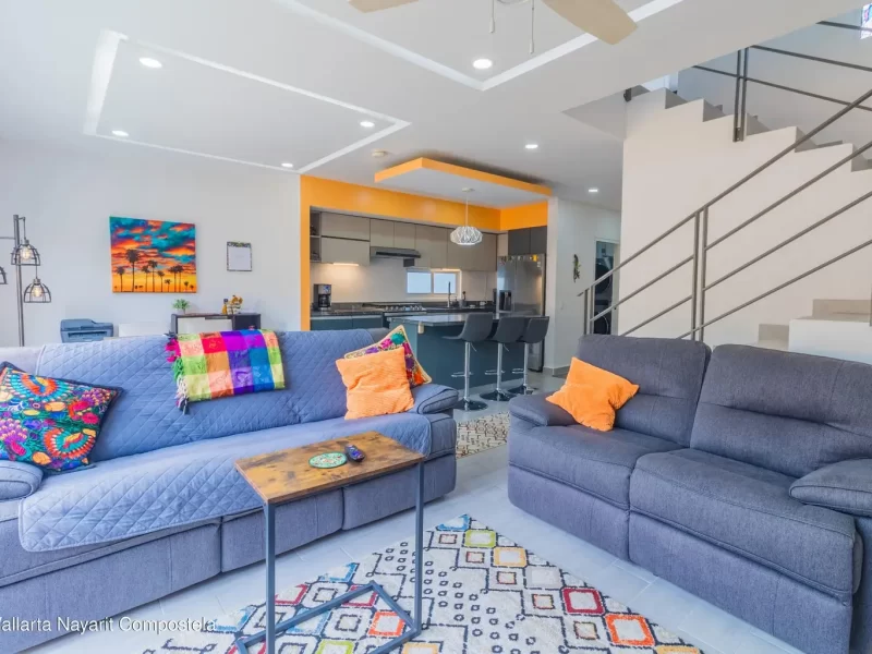 vista de la sala y la cocina La fronda